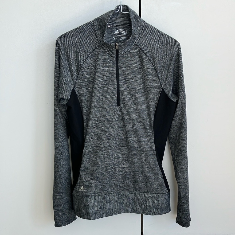 Adidas Striped Gray and Black Pullover